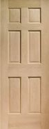 Colonial 6 Panel Unfinished Oak Internal Door with Non Raised mouldings