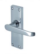 Victoria Lever Latch Handle on Short Plate in Polished Chrome