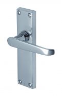 Victoria Lever Latch Handle on Long Plate in Polished Chrome