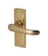 Windsor Lever Latch Handle on Short Plate in Polished Brass