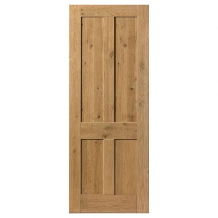 JB Kind Rustic Oak 4 Panel Prefinished internal door - 610 x 1981 x 35mm