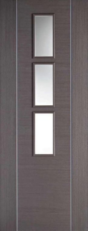 LPD Chocolate Grey Alcaraz glazed internal door  - 762 x 1981 x 35mm